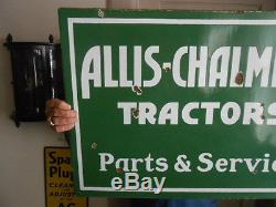 Vintage Sign Allis Chalmers Tractors Parts & Service Double Sided Porcelain Oil