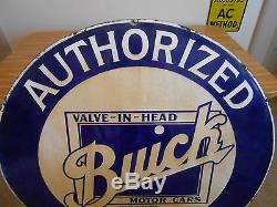 Vintage Sign Buick Authorized Service Single Sided Porcelain Valve-In-Head 42