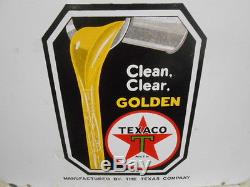 Vintage Sign Texaco Motor Oil Double Sided Porcelain 30x30 Original