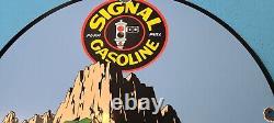 Vintage Signal Gasoline Porcelain Gas Motor Oil Purr Pull Service Pump Sign