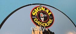 Vintage Signal Gasoline Porcelain Gas Motor Oil Purr Pull Service Pump Sign