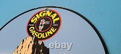 Vintage Signal Gasoline Porcelain Gas Motor Oil Purr Pull Service Pump Sign