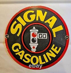 Vintage Signal Gasoline Porcelain Gas Motor Service Station Pump Sign