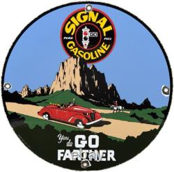 Vintage Signal Gasoline Porcelain Sign Gas Station Pump Motor Oil Service