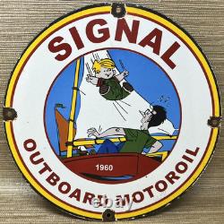 Vintage Signal Gasoline Porcelain Sign Gas Station Pump Motor Oil Service