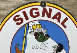 Vintage Signal Gasoline Porcelain Sign Gas Station Pump Motor Oil Service