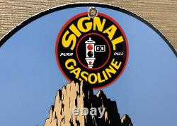 Vintage Signal Gasoline Porcelain Sign Gas Station Pump Motor Oil Service