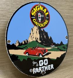 Vintage Signal Gasoline Porcelain Sign Gas Station Pump Motor Oil Service