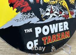 Vintage Signal Gasoline Porcelain Sign Motor Oil Gas Pump Plate Rare Tarzan
