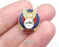 Vintage Signed 14k Solid Gold Enamel USPS US Postal Service Retired Horse Pin