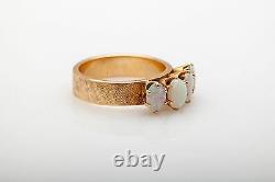 Vintage Signed Church & Co 2ct Natural OPAL 14k Yellow Gold Band Ring HEAVY