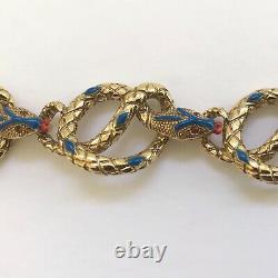 Vintage Signed KJL Kenneth Jay Lane Enamel Snake Serpent Link Bracelet