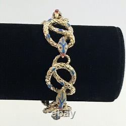 Vintage Signed KJL Kenneth Jay Lane Enamel Snake Serpent Link Bracelet