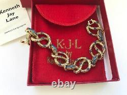 Vintage Signed KJL Kenneth Jay Lane Enamel Snake Serpent Link Bracelet