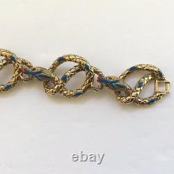 Vintage Signed KJL Kenneth Jay Lane Enamel Snake Serpent Link Bracelet