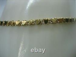 Vintage Signed Or 14k Yellow Gold Heart Link 6.75 Bracelet