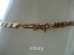 Vintage Signed Or 14k Yellow Gold Heart Link 6.75 Bracelet