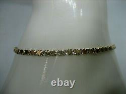 Vintage Signed Or 14k Yellow Gold Heart Link 6.75 Bracelet