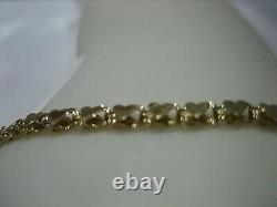 Vintage Signed Or 14k Yellow Gold Heart Link 6.75 Bracelet