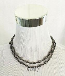 Vintage Signed Solid 925 Sterling Silver with Faceted Amethyst Necklace Taxco