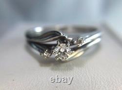 Vintage Signed Starfire 14k White Gold Round Diamond Engagement Ring Set