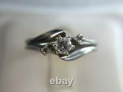 Vintage Signed Starfire 14k White Gold Round Diamond Engagement Ring Set