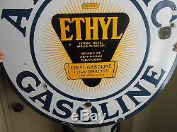 Vintage Signs Atlantic Ethyl Gasoline Double Sided Porcelain 30 Original