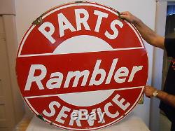 Vintage Signs Automobile Rambler Parts & Service 42 Porcelain by Walker