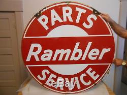 Vintage Signs Automobile Rambler Parts & Service 42 Porcelain by Walker