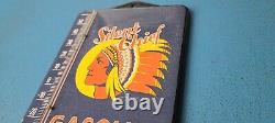 Vintage Silent Chief Porcelain Gas Pump Ad Sales Sign On Service Thermometer