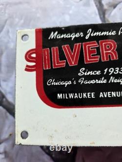 Vintage Silver Cloud Night Club Porcelain Sign 10×4.5