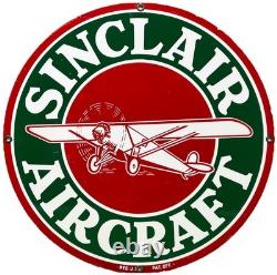 Vintage Sinclair Aircraft Porcelain Sign Gas Station Motor Oil Aircraft Lubester