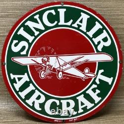 Vintage Sinclair Aircraft Porcelain Sign Gas Station Motor Oil Aircraft Lubester