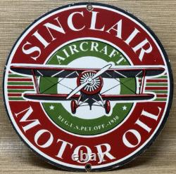 Vintage Sinclair Aircraft Porcelain Sign Gas Station Motor Oil Aircraft Lubester