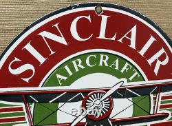 Vintage Sinclair Aircraft Porcelain Sign Gas Station Motor Oil Aircraft Lubester