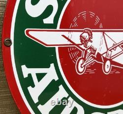 Vintage Sinclair Aircraft Porcelain Sign Gas Station Motor Oil Aircraft Lubester