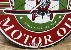 Vintage Sinclair Aircraft Porcelain Sign Gas Station Motor Oil Aircraft Lubester