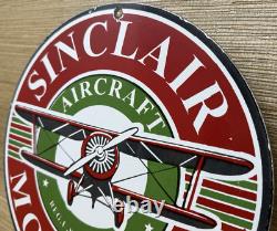 Vintage Sinclair Aircraft Porcelain Sign Gas Station Motor Oil Aircraft Lubester