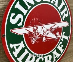 Vintage Sinclair Aircraft Porcelain Sign Gas Station Motor Oil Aircraft Lubester