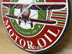 Vintage Sinclair Aircraft Porcelain Sign Gas Station Motor Oil Aircraft Lubester