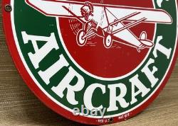 Vintage Sinclair Aircraft Porcelain Sign Gas Station Motor Oil Aircraft Lubester