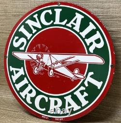 Vintage Sinclair Aircraft Porcelain Sign Gas Station Motor Oil Aircraft Lubester