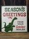 Vintage Sinclair Dealer Seasons Greetings Porcelain Sign Gas Pump Sign 12 X 12