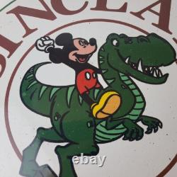 Vintage Sinclair Gas Porcelain Sign Mickey Mouse Man Cave Gasoline Pump Sign