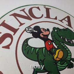 Vintage Sinclair Gas Porcelain Sign Mickey Mouse Man Cave Gasoline Pump Sign