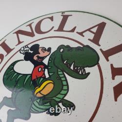 Vintage Sinclair Gas Porcelain Sign Mickey Mouse Man Cave Gasoline Pump Sign