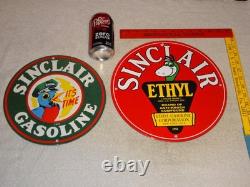 Vintage Sinclair Gasoline Dino The Dinosaur Porcelain Metal Sign Collection Of 2
