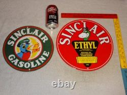 Vintage Sinclair Gasoline Dino The Dinosaur Porcelain Metal Sign Collection Of 2