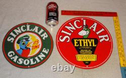 Vintage Sinclair Gasoline Dino The Dinosaur Porcelain Metal Sign Collection Of 2