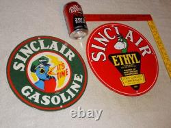 Vintage Sinclair Gasoline Dino The Dinosaur Porcelain Metal Sign Collection Of 2